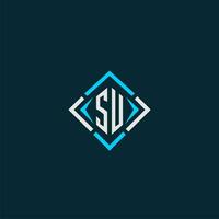 SU initial monogram logo with square style design vector