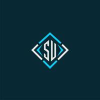 SU initial monogram logo with square style design vector