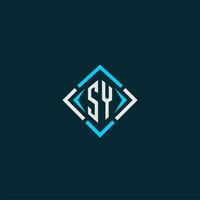 SY initial monogram logo with square style design vector
