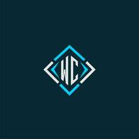 WC initial monogram logo with square style design vector