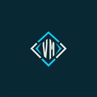 VM initial monogram logo with square style design vector