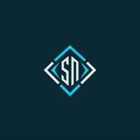 SN initial monogram logo with square style design vector