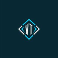 VT initial monogram logo with square style design vector