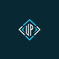 UP initial monogram logo with square style design vector