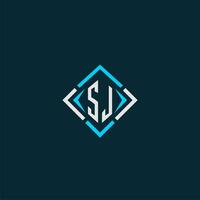 SJ initial monogram logo with square style design vector