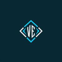 VE initial monogram logo with square style design vector