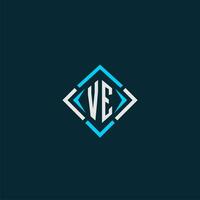 VE initial monogram logo with square style design vector