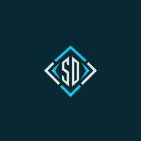 SO initial monogram logo with square style design vector