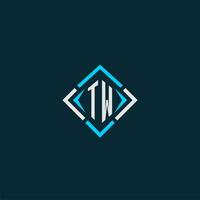 TW initial monogram logo with square style design vector