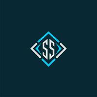 SS initial monogram logo with square style design vector