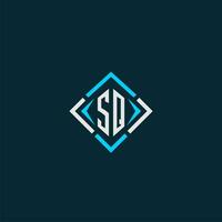 SQ initial monogram logo with square style design vector