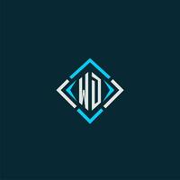 WD initial monogram logo with square style design vector