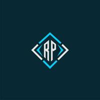 RP initial monogram logo with square style design vector