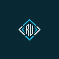 RU initial monogram logo with square style design vector