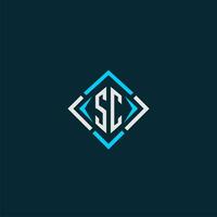 SC initial monogram logo with square style design vector