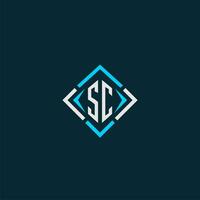 SC initial monogram logo with square style design vector