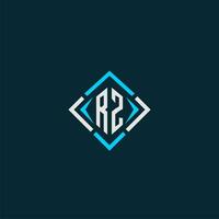 RZ initial monogram logo with square style design vector