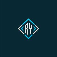 RY initial monogram logo with square style design vector