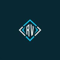 RV initial monogram logo with square style design vector