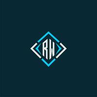 RW initial monogram logo with square style design vector