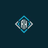 RK initial monogram logo with square style design vector