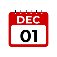 december 1 calendar reminder. 1 december daily calendar icon template. Calendar 1 december icon Design template png