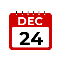 december 24 kalender herinnering. 24 december dagelijks kalender icoon sjabloon. kalender 24 december icoon ontwerp sjabloon. png