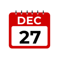 décembre 27 calendrier rappel. 27 décembre du quotidien calendrier icône modèle. calendrier 27 décembre icône conception modèle. png