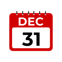 december 31 calendar reminder. 31 december daily calendar icon template. Calendar 31 december icon Design template png