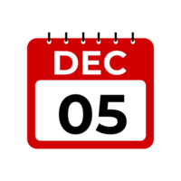 december 5 kalender herinnering. 5 december dagelijks kalender icoon sjabloon. kalender 5 december icoon ontwerp sjabloon png