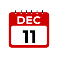 december 11 kalender herinnering. 11 december dagelijks kalender icoon sjabloon. kalender 11 december icoon ontwerp sjabloon. png