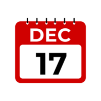 dicembre 17 calendario promemoria. 17 dicembre quotidiano calendario icona modello. calendario 17 dicembre icona design modello. png