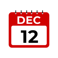 december 12 kalender herinnering. 12 december dagelijks kalender icoon sjabloon. kalender 12 december icoon ontwerp sjabloon png