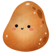 Isolated cute and happy smiling brown potato vegetable character in transparent background png