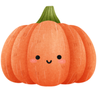 Isolated cute and happy smiling pumpkin vegetable character in transparent background png