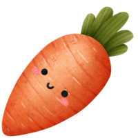 Isolated cute and happy smiling carrot vegetable character in transparent background png