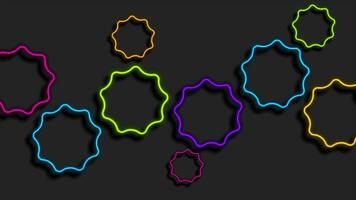 Glowing neon colorful gears abstract technology video animation