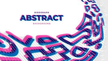 Curved Pink and Blue Abstract Background with Risograph Style vector