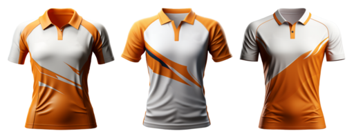 set of sports t-shirt Mockups with front view isolated on transparent background, generative ai png