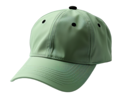 Green hat mockup template with side view, isolated on transparent background, generative ai png