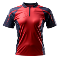 Navy red sports jersey mockup with front view isolated on transparent background, ai generative png