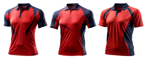 set of sports t-shirt Mockups with front view isolated on transparent background, generative ai png