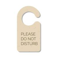 Please Do not disturb door hanger sign, tag or label. Hotel room door handle or knob hanging card and warning message on white background. Vector illustration.