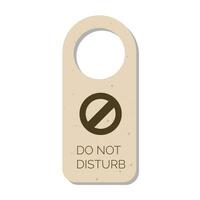 Do not disturb door hanger sign, tag or label. Hotel room door handle or knob hanging card and warning message on white background. Vector illustration.