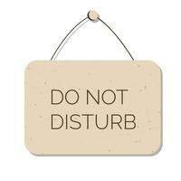 Do not disturb door hanger sign, tag or label. Hotel room door handle or knob hanging card and warning message on white background. Vector illustration.