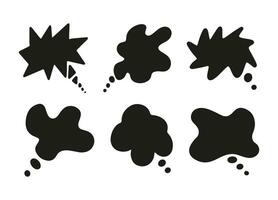 Speech, thought, speaking hand drawn text bubbles set. Talk clouds sketching. Doodle balloon shape. Drawn with a brush-pen in sketch style. Blank empty black speech bubble. Clouds. Stickers for tasks vector