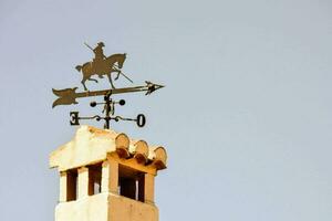 a weather vane on top of a building with a horse on it photo