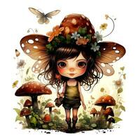 Watercolor Magical Fairies. Fantasy Clipart. AI Generated. photo