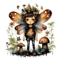 Watercolor Magical Fairies. Fantasy Clipart. AI Generated. photo