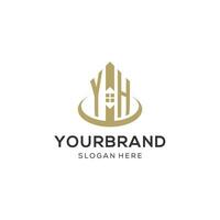 Initial YH logo with creative house icon, modern and professional real estate logo design vector